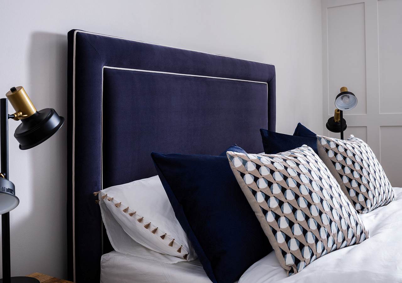 blue velvet king size storage bed